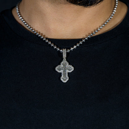 10K Solid Gold Diamond Baguette Cross Pendant 1.75ctw