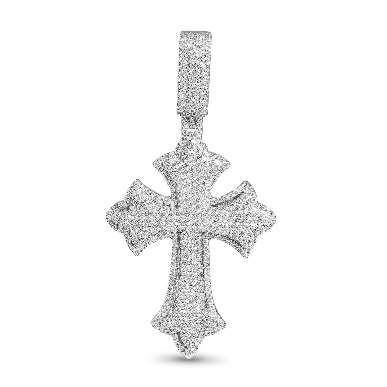 10k Solid Gold Diamond Cross Pendant 0.80ctw