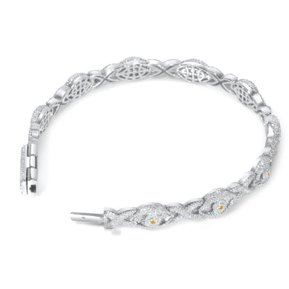 10k White Gold Diamond Repeating Eye Bracelet 3.29 ctw