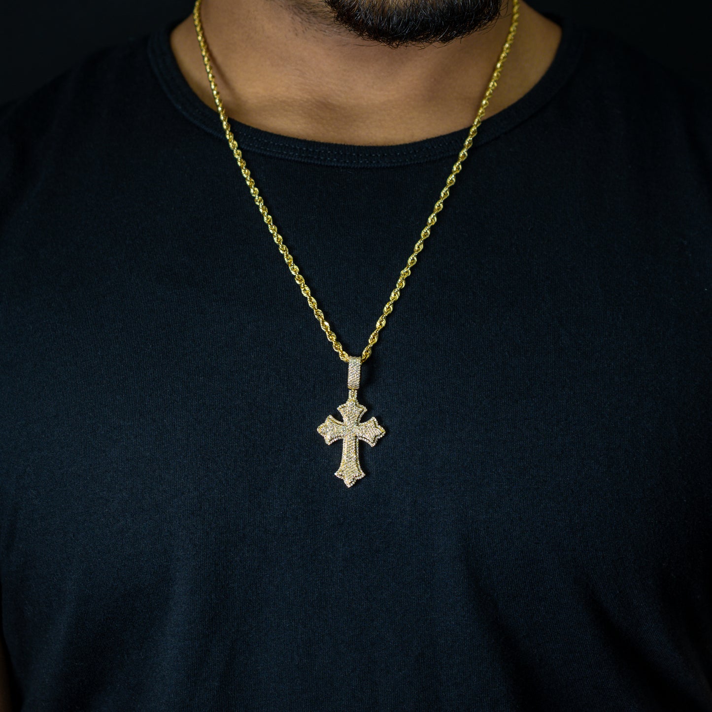 10k Solid Gold Diamond Cross Pendant 0.80ctw