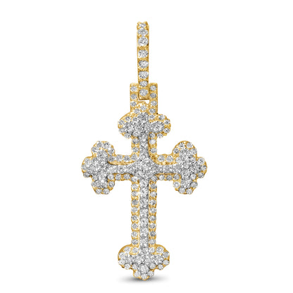 10k Solid Gold Diamond Cross Pendant 0.88ctw