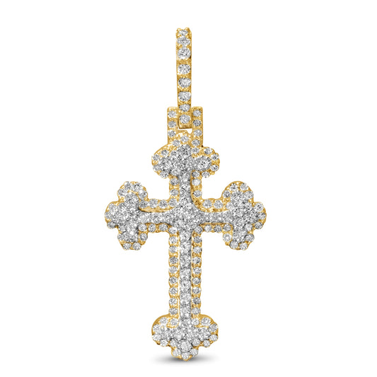 10k Solid Gold Diamond Cross Pendant 0.88ctw