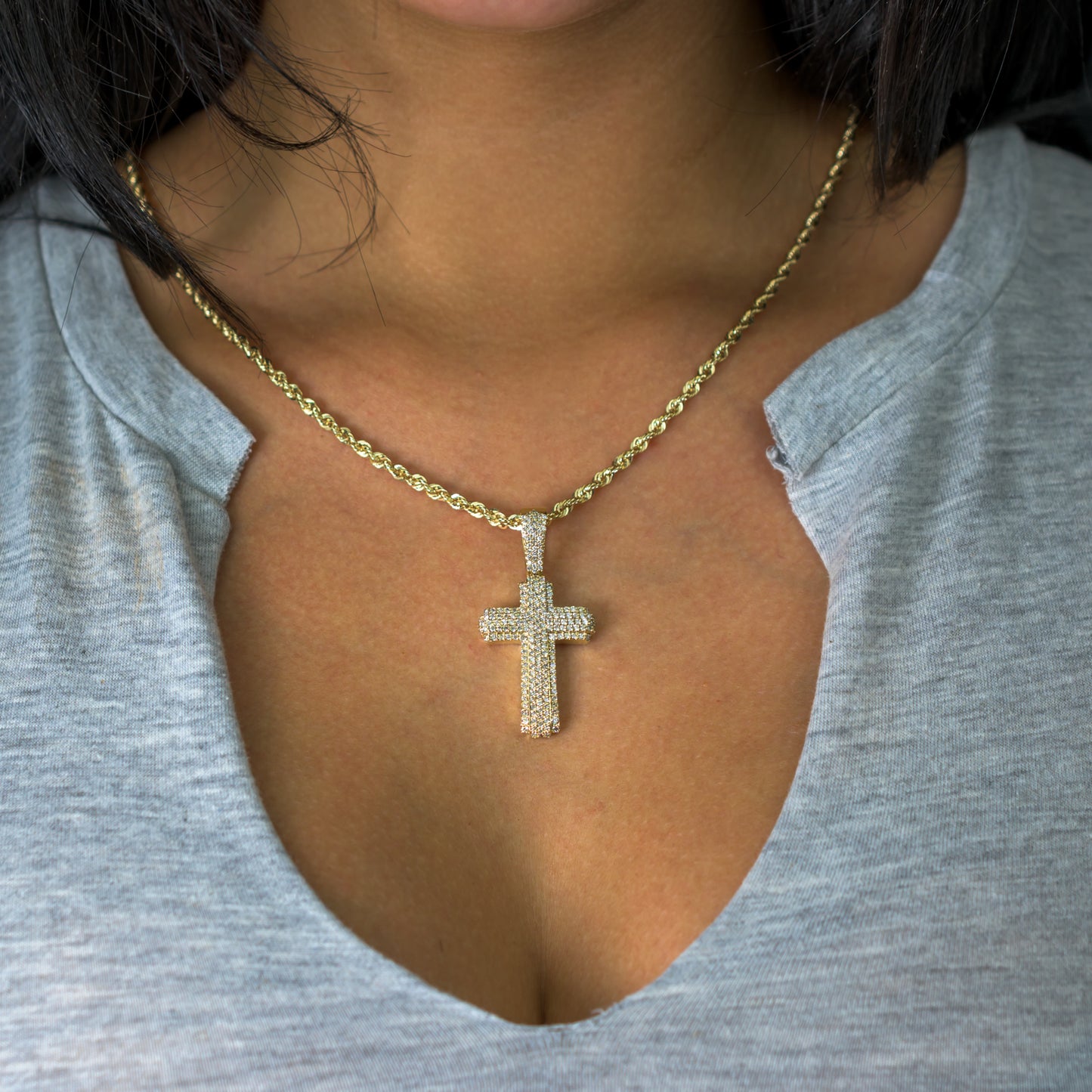 10k Yellow Gold Diamond Cross Pendant 1.39 ctw
