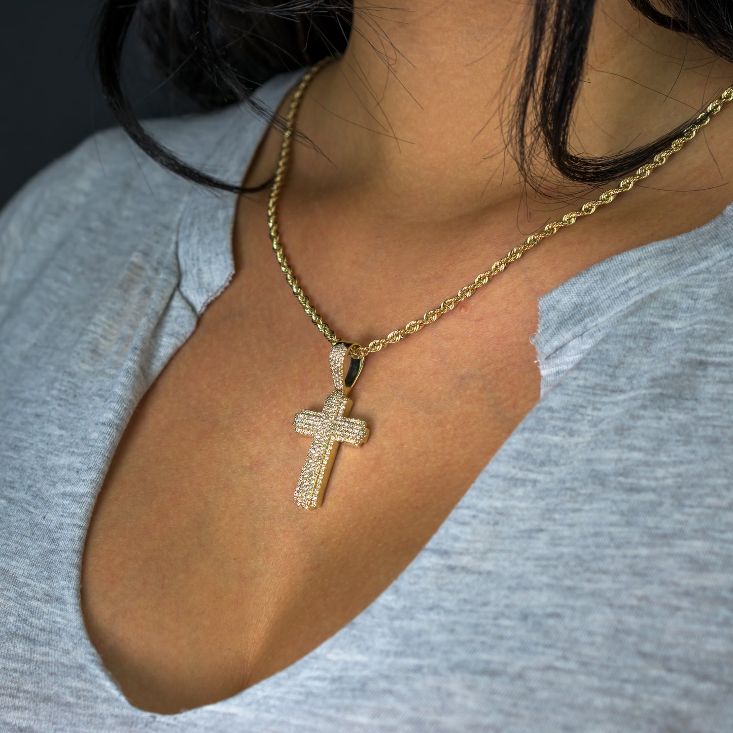 10k Yellow Gold Diamond Cross Pendant 1.39 ctw