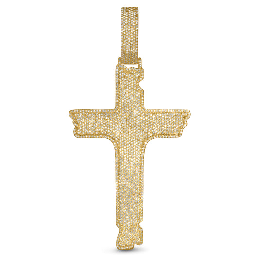 10k Yellow Gold Diamond Cross Pendant 2.62 ctw