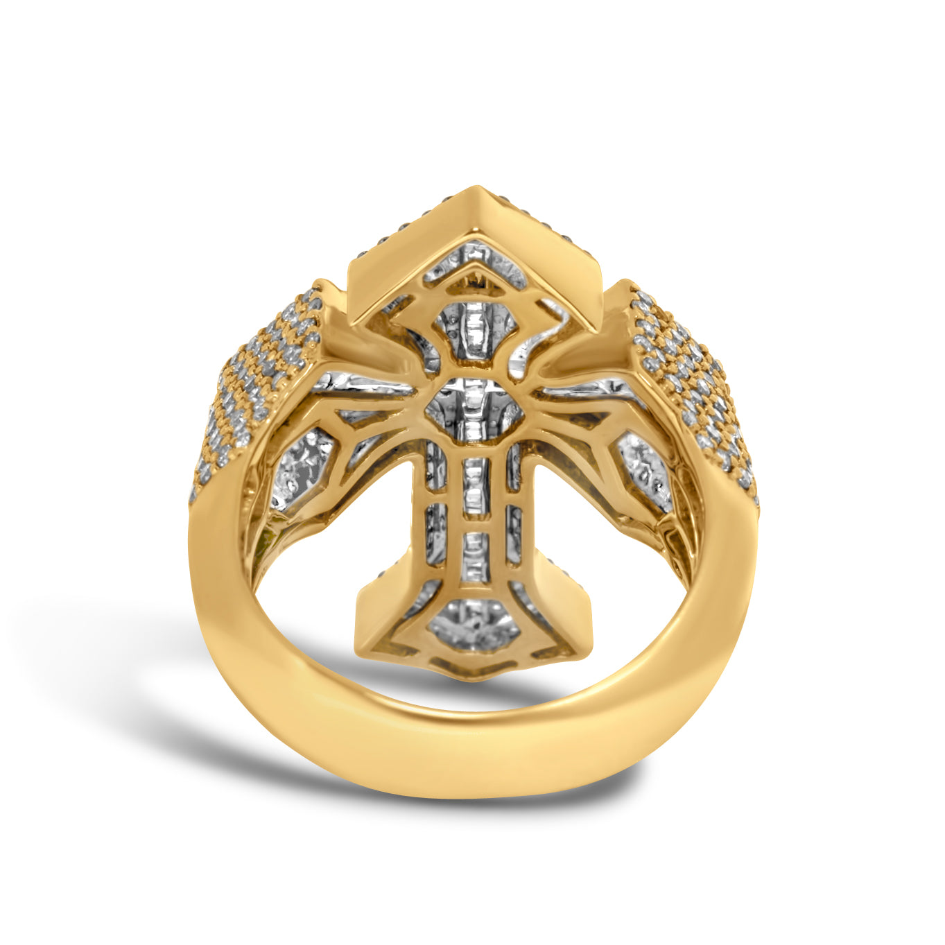 10k Yellow Gold Diamond Cross Ring 2.42 ctw