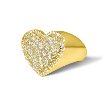 10k Solid Gold Diamond Heart Ring 0.36 ctw
