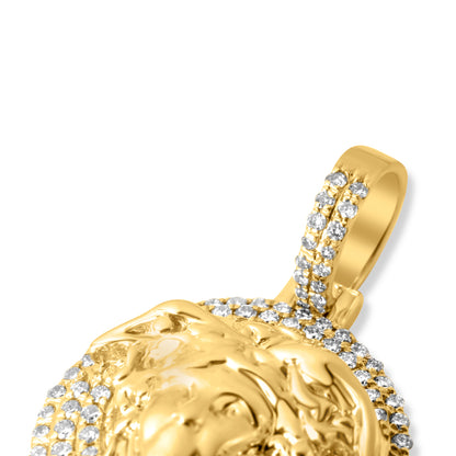 10k Yellow Gold Medusa Head Diamond Pendant 0.52 ctw
