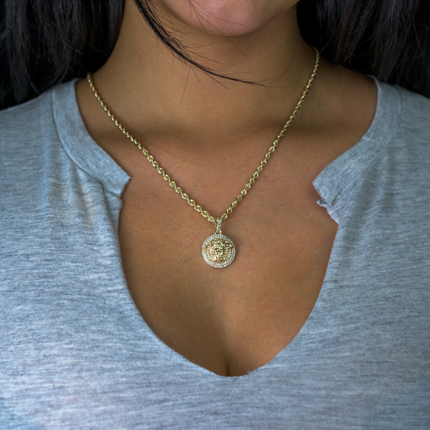 10k Yellow Gold Medusa Head Diamond Pendant 0.52 ctw