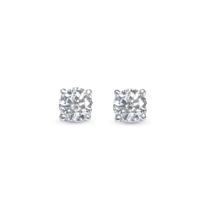 14k 25pt White Gold Round Stud Earrings 0.52 ctw