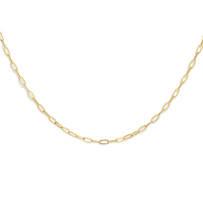 14K Gold Hollow Paperclip Chain 3-7mm