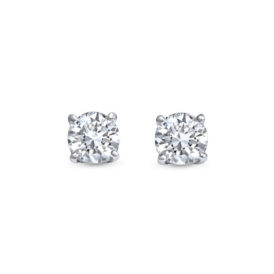 14k 40pt White Gold Round Stud Earrings 0.83 ctw