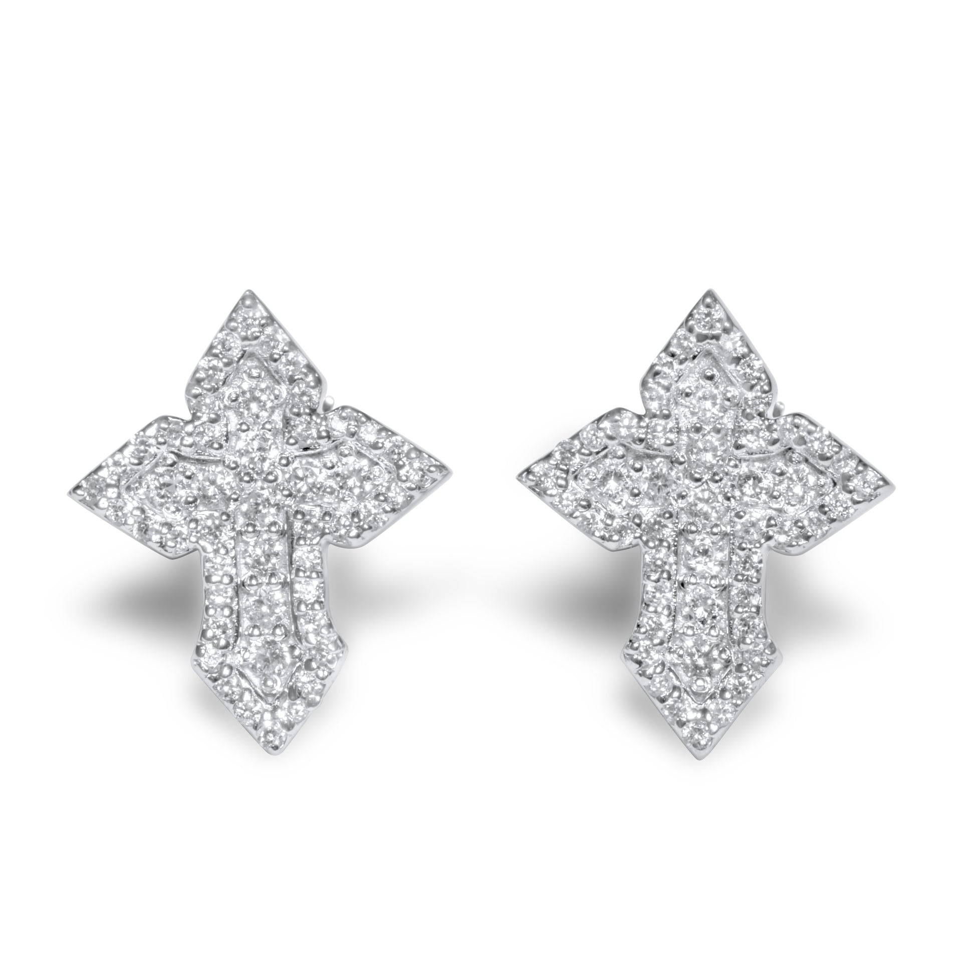 14k White Gold Diamond Cross Earrings ctw – NYC Luxury