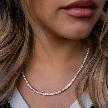 14K Solid Gold & Diamonds Tennis Chain 10-29.00 ctw
