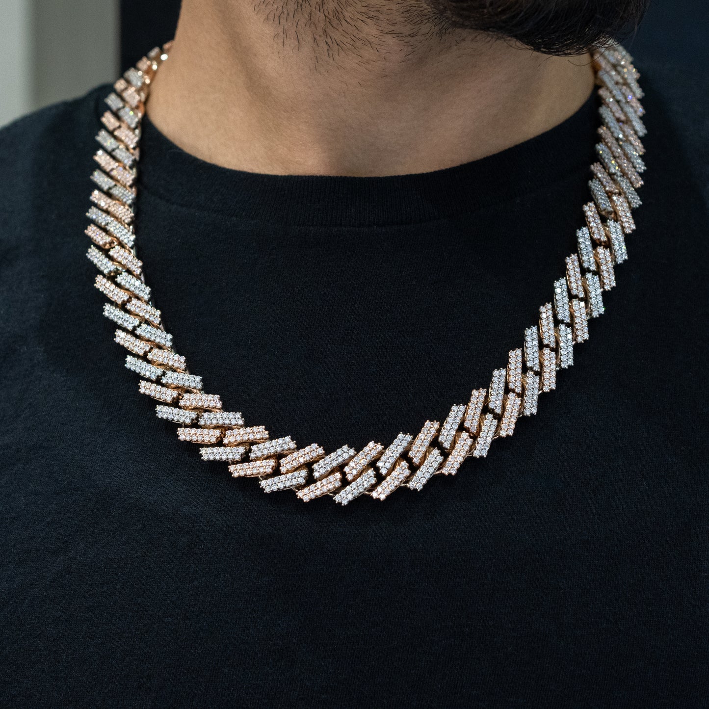 14k Gold Diamond Cuban Prong Chain 16.5mm 34.25ctw