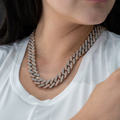 14k Gold Diamond Cuban Prong Chain 16.5mm 34.25ctw