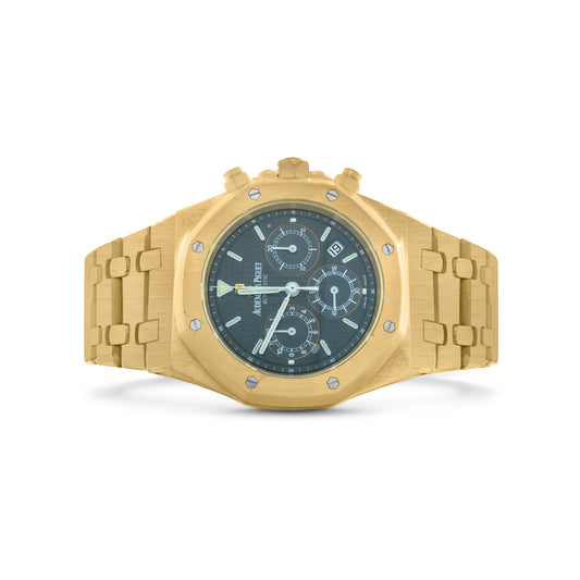 Audemars Piguet Royal Oak 39mm Yellow Gold, Chronograph, Rare Kasparov Blue Dial (DISCONTINUED) Ref. 26022BA