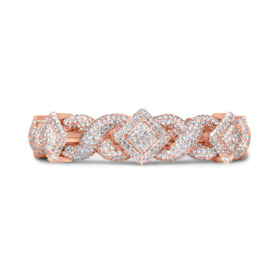 10k Rose Gold Square Infinity Link Asscher Diamond Bracelet 19.22 ctw