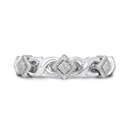 10k White Gold Square Infinity Link Asscher Diamond Bracelet 8.91 ctw