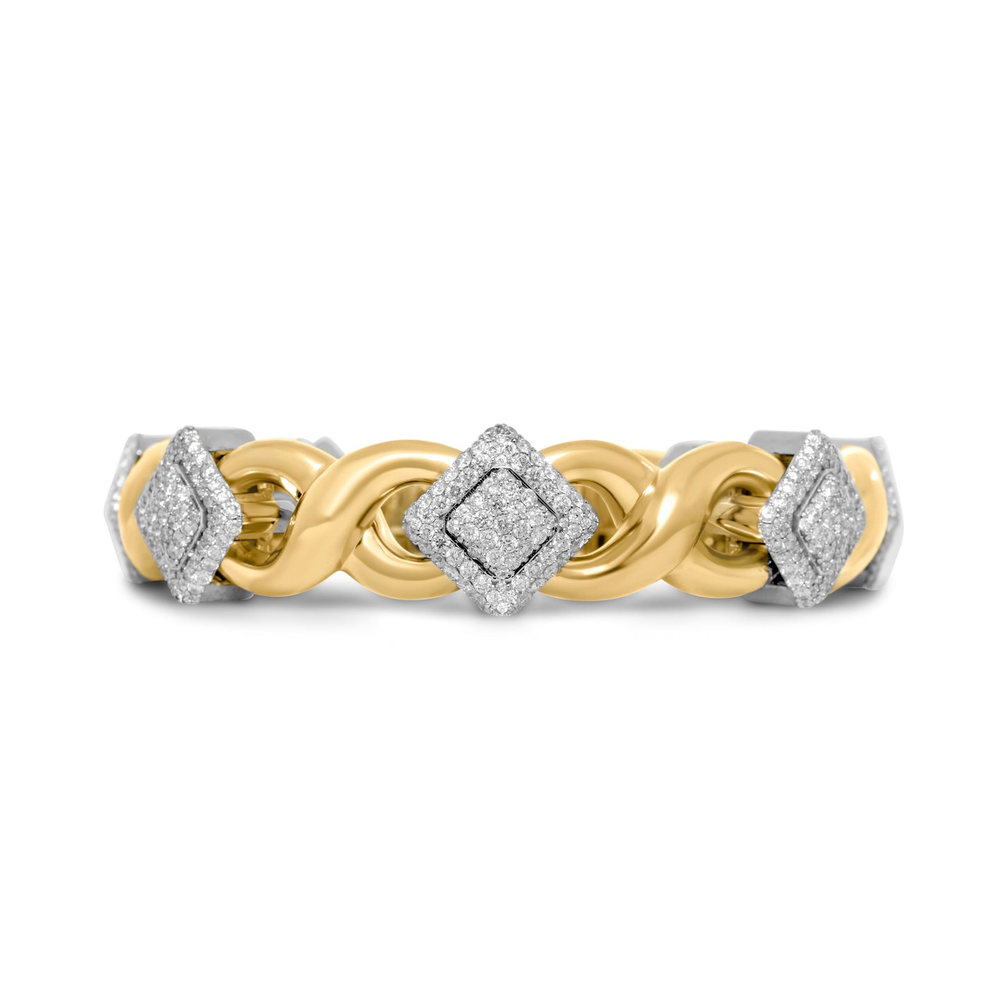 10k Solid Gold Square Infinity Link Diamond Bracelet 8.19ctw