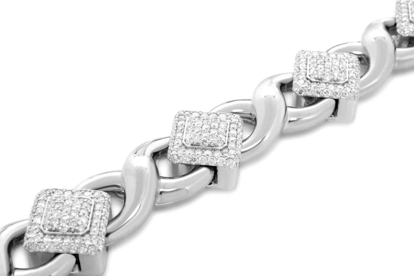 10k Solid Gold Square Infinity Link Diamond Bracelet 8.19ctw