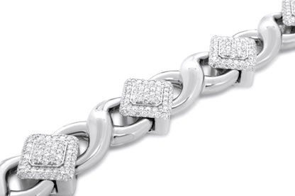 10k Solid Gold Square Infinity Link Diamond Bracelet 8.19ctw