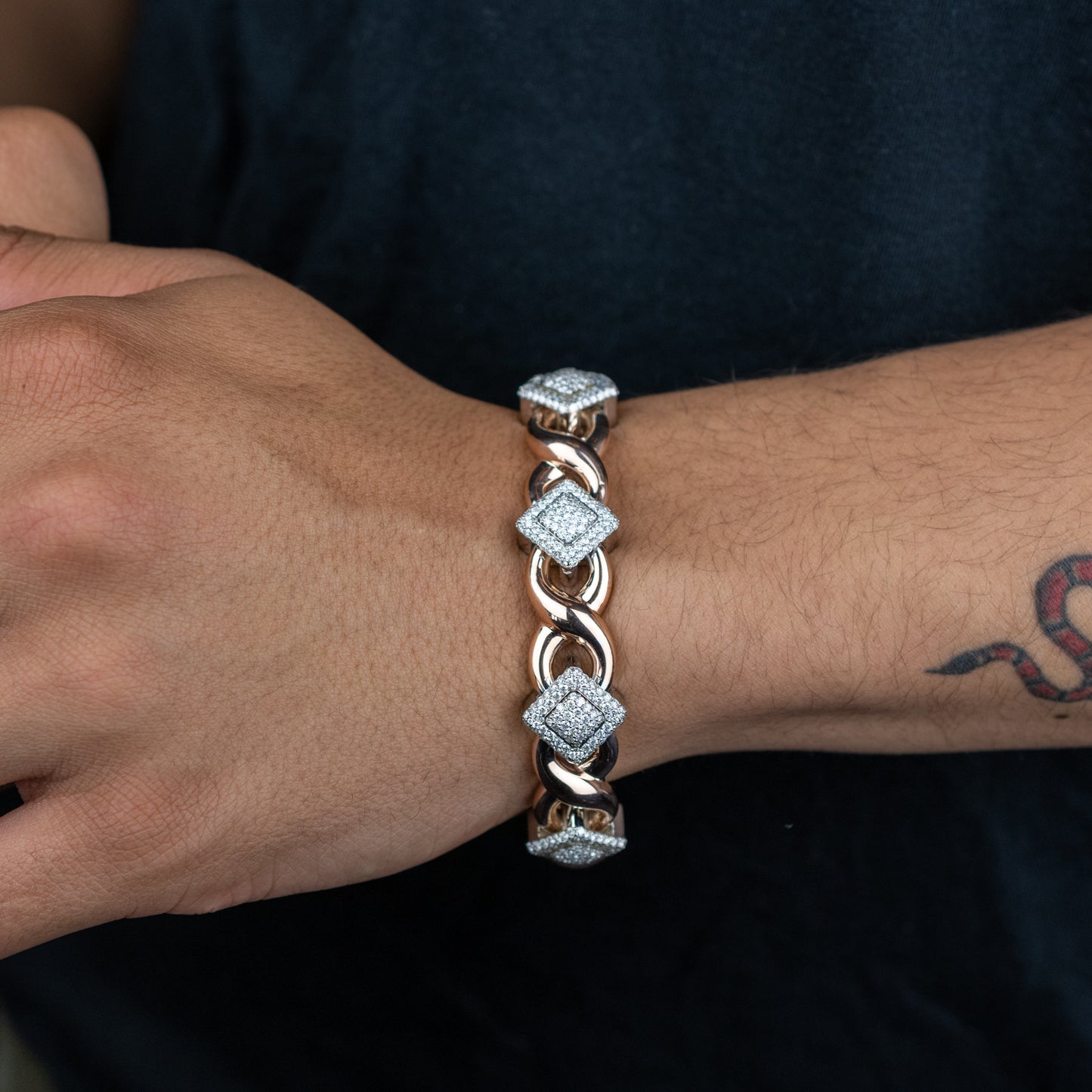 10k Gold Square Infinity Link Asscher Diamond Bracelet 8.91 ctw