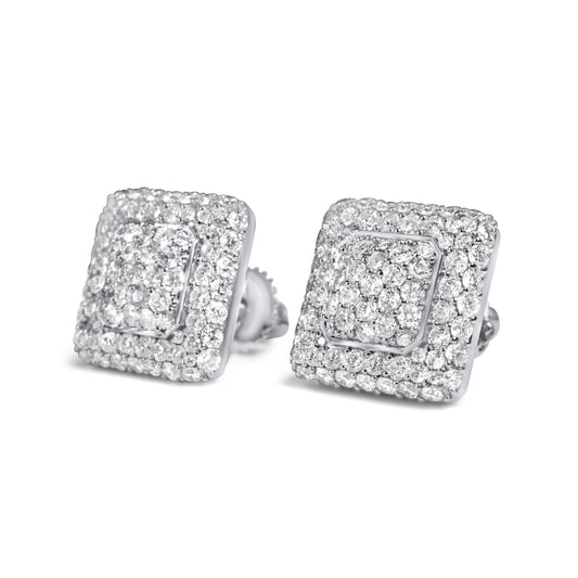 10k White Gold Square Earrings 0.75ctw