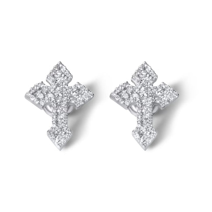 10K White Gold Diamond Cross Earrings .7 ctw – NYC Luxury 10K White Gold Diamond Cross Earrings .7 ctw – NYC Luxury