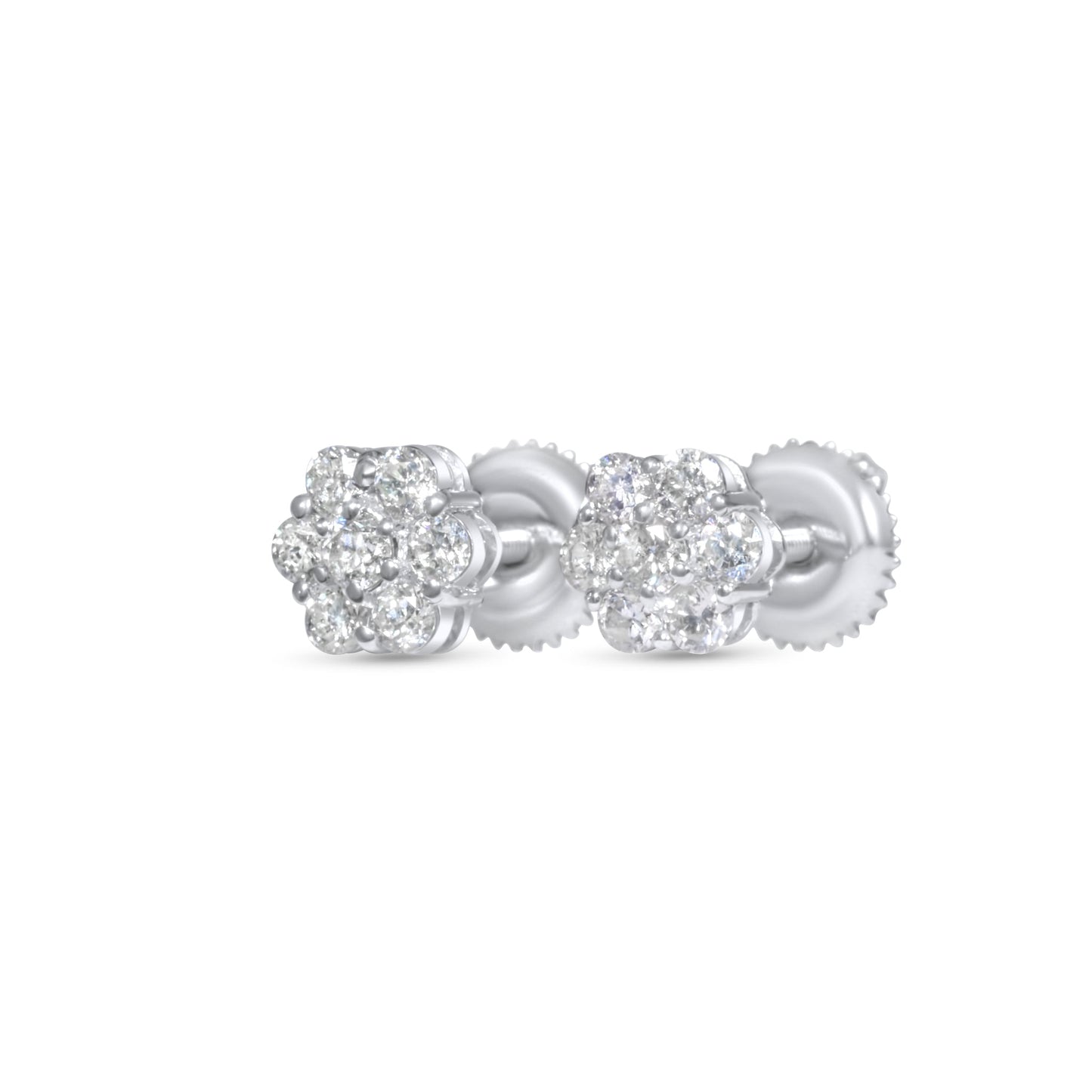 14K White Gold Cluster Earrings 0.59 ctw