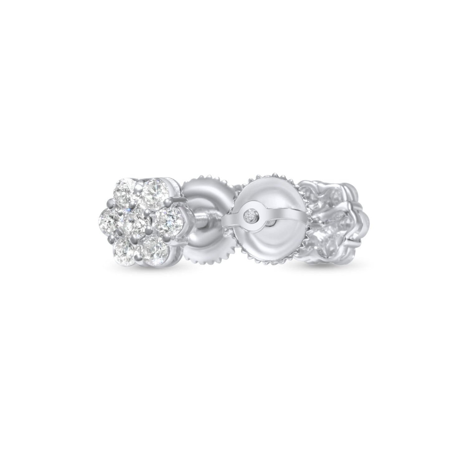 14K White Gold Cluster Earrings 0.59 ctw