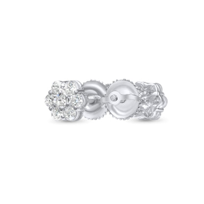 14K White Gold Cluster Earrings 0.59 ctw