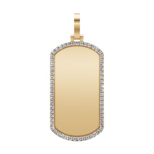 10k-14k Diamond Dog Tag Pendant .80ctw-1.00ctw
