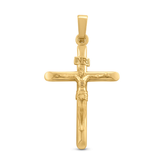 14k Yellow Gold INRI Cross Pendant