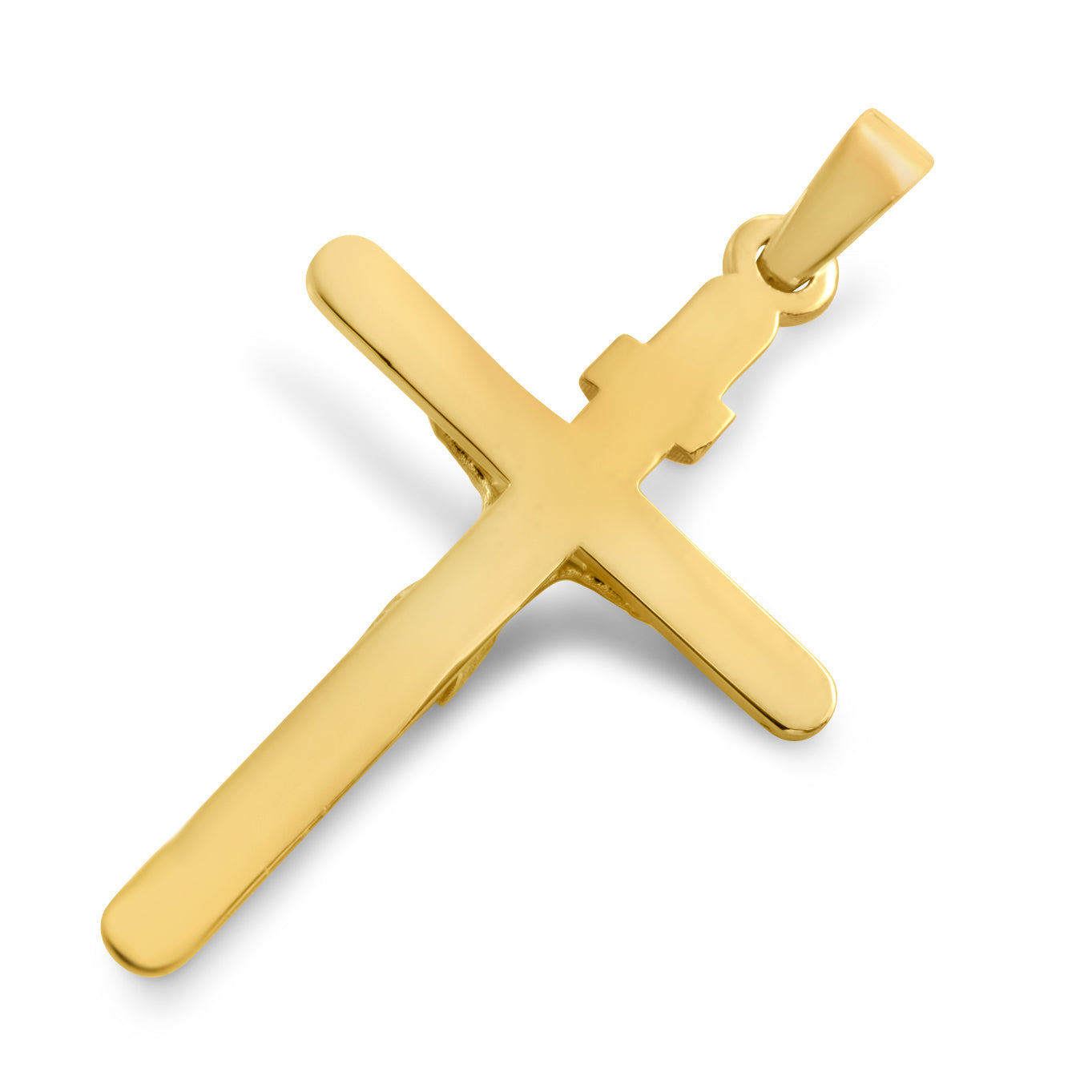 14k Solid Gold INRI Cross Pendant