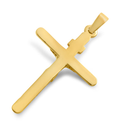 14k Solid Gold INRI Cross Pendant