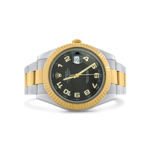 Rolex Datejust Il 41mm, Two-Tone 18K Yellow Gold & Stainless Steel, 18k Yellow Gold Fluted Bezel, Black Arabic Dial, Oyster Bracelet Ref. 116333