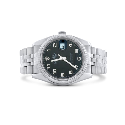 Rolex Datejust 26mm Ladies, Stainless Steel, Jubilee Bracelet, Black Roman Dial (Newer Model) Ref. 179174
