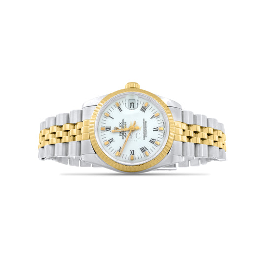 Rolex 31mm Ladies Midsize, Two Tone Yellow Gold & Steel, Yellow Gold Fluted Bezel, Jubilee Bracelet, Referemce 68273