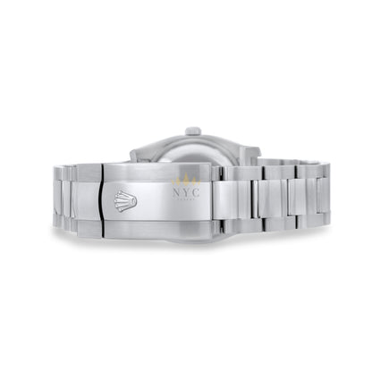 Rolex Oyster Perpetual Date, 34mm, Stainless Steel, Engine Turn Bezel, White Roman Dial, Ref.115210