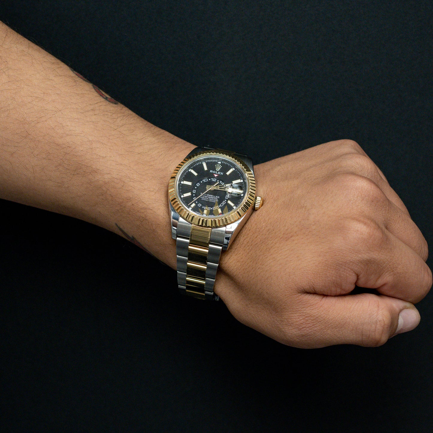 Rolex Sky-Dweller Preowned 42mm Two Tone 18K Yellow gold & Stainless Steel, Black Dial, Oyster Bracelet Ref. 326933