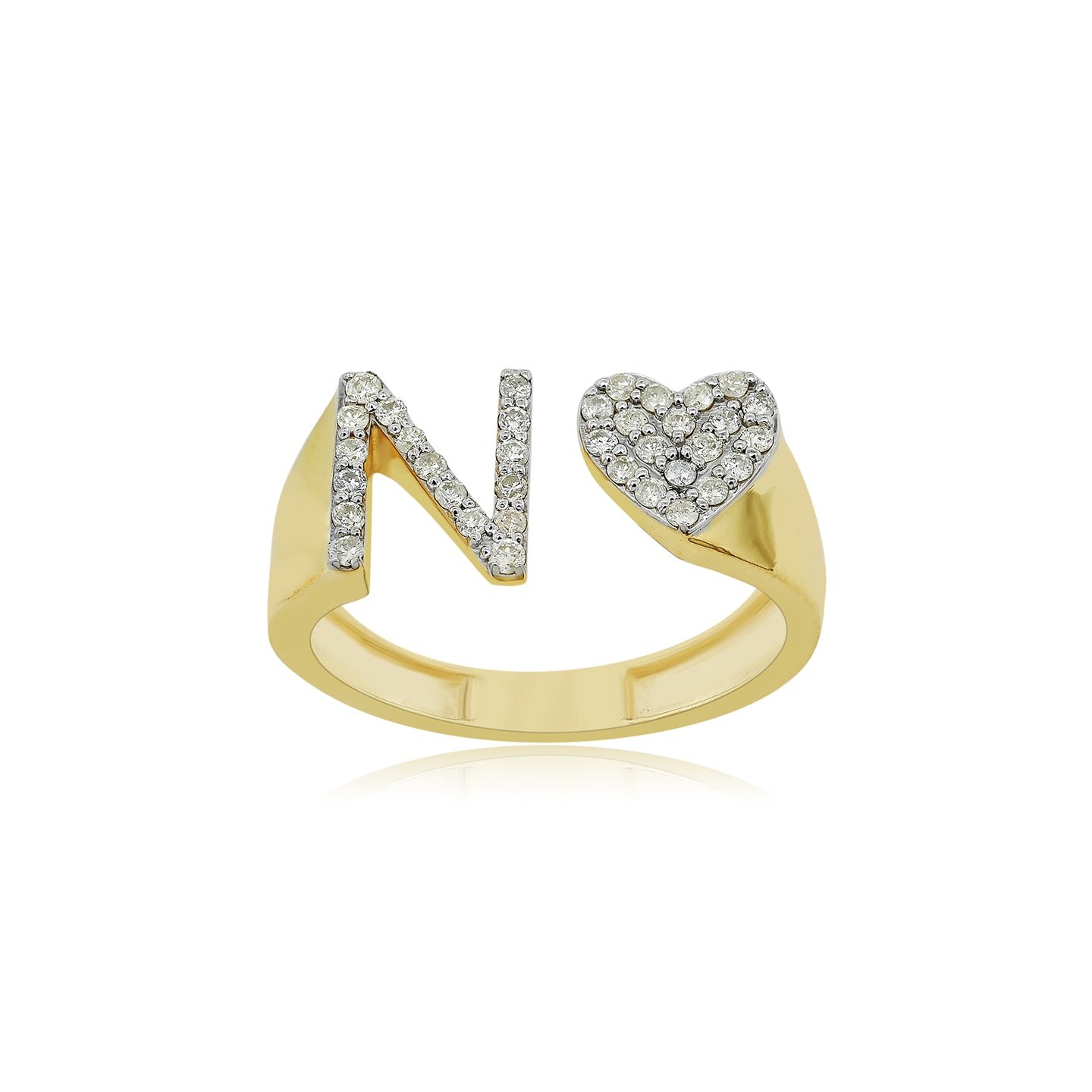 Gold ring letter n on sale