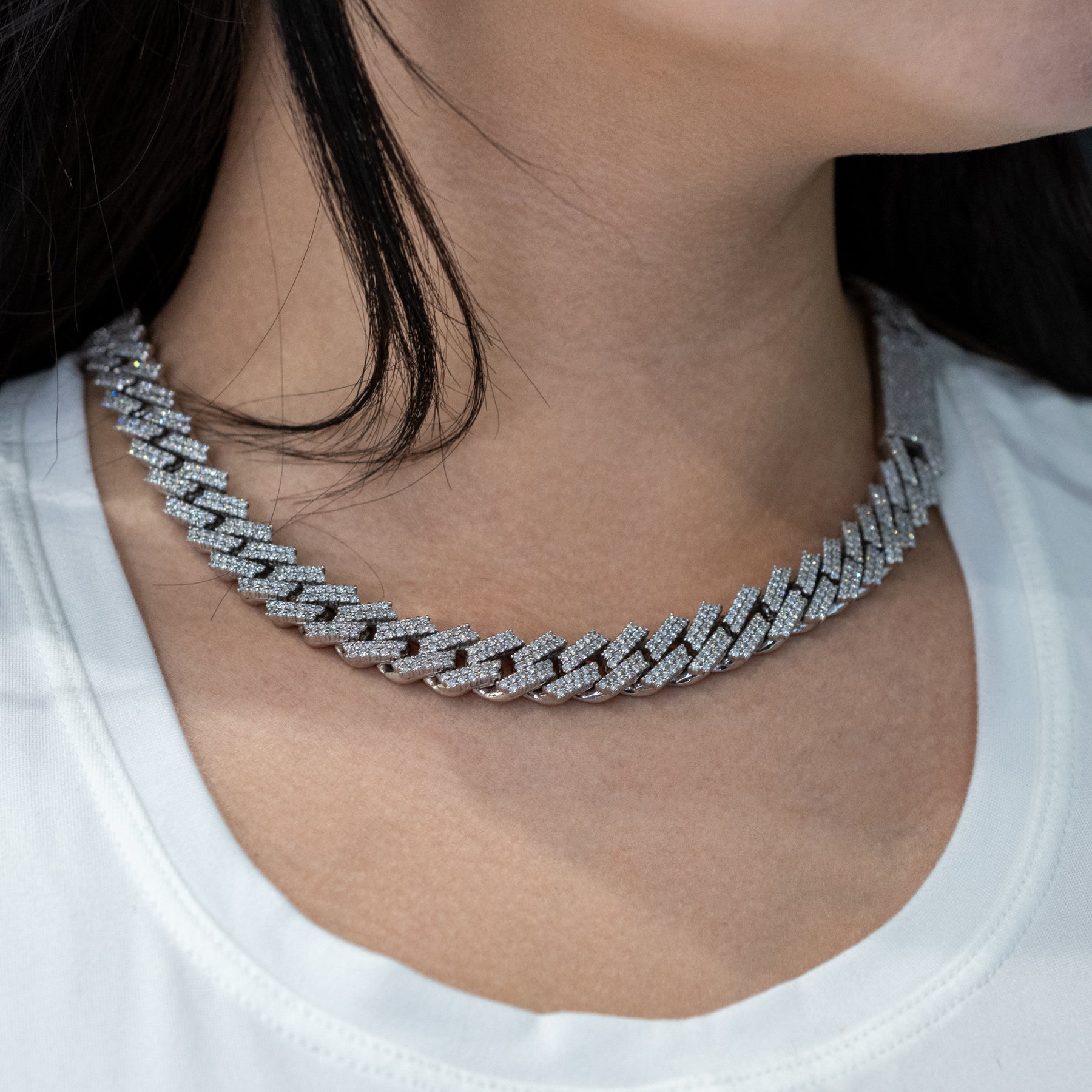 Diamond cuban link chain women Clearance