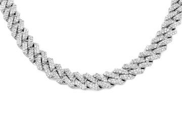 10K Solid Diamond Chain White Gold Prong Cuban Link 6mm 4.79Ctw (Double-row Diamonds)