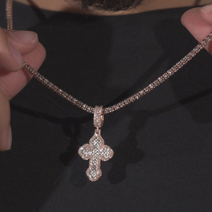 10k Gold Diamond Baguette Cross Pendant 0.88ctw