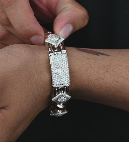 10k White Gold Square Infinity Link Asscher Diamond Bracelet 8.91 ctw