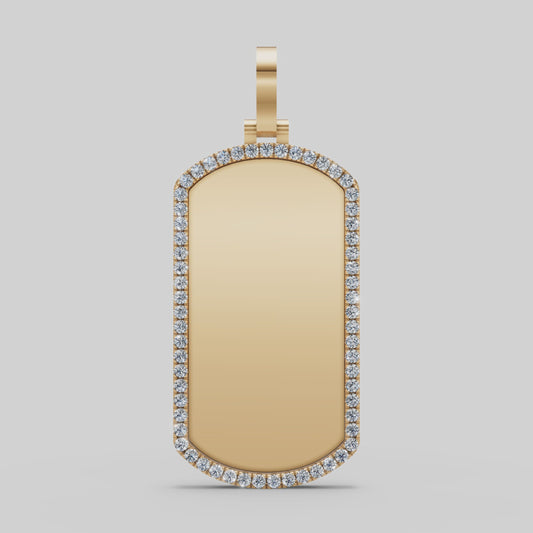 10k-14k Diamond Dog Tag Pendant .80ctw-1.00ctw
