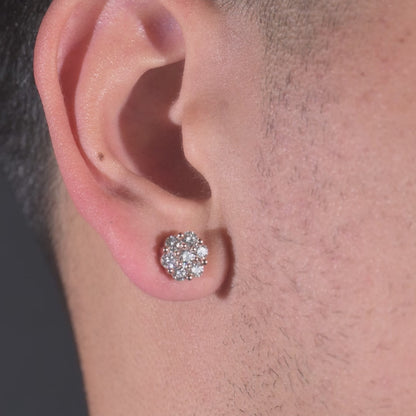 14k Gold Diamond Cluster Earrings 1.95ctw