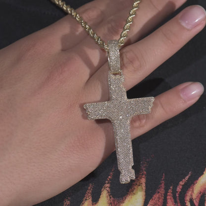 10k Yellow Gold Diamond Cross Pendant 2.62 ctw