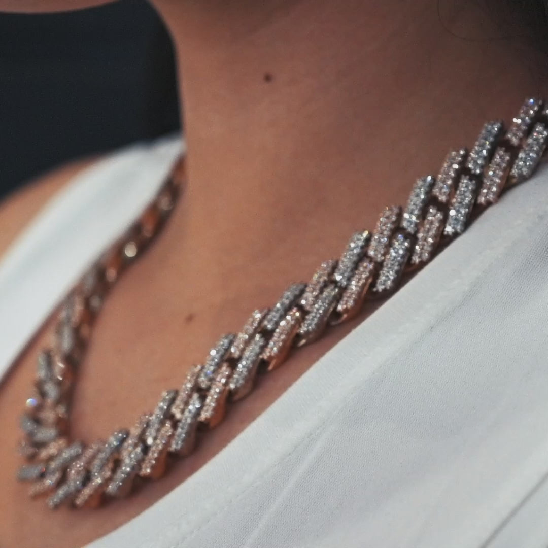 14k Solid Gold Two-Tone Diamond Cuban Chain 16.5mm 34.25ctw